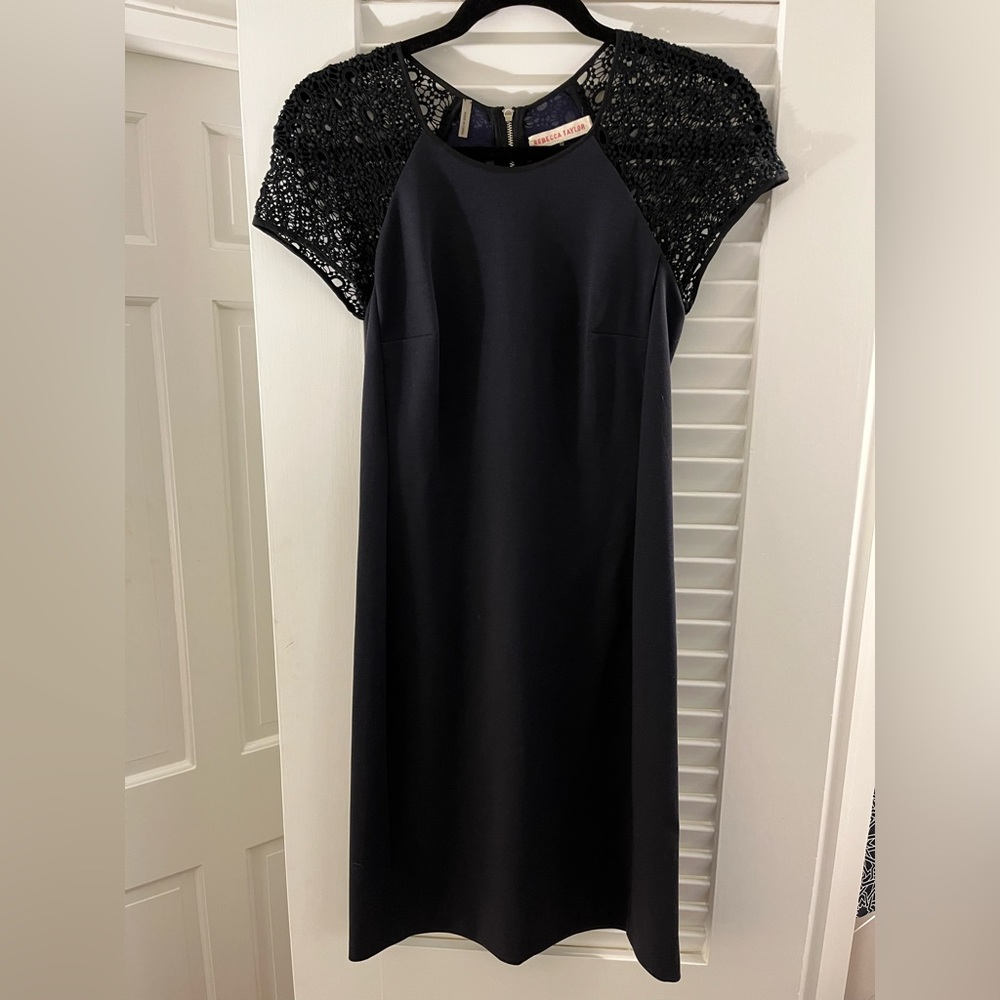 Rebecca Taylor dark purple dress with black crochet lace sz 4